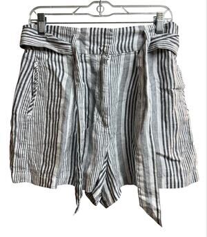 C&C California Grayish‎ Striped Linen Shorts 8